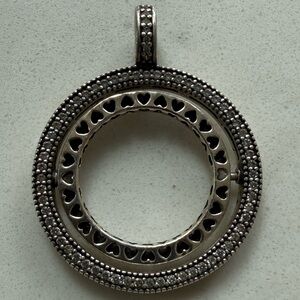 Retired Pandora Spinning Hearts Of Pandora Logo Sterling Silver 925 Pendant